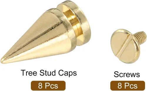 Miniatura 3 de uxcell 8 remaches de espiga de cono de 0.39 x 0.78 pulgadas, tornillos traseros para árbol y picos para manualidades de cuero, ropa, zapatos, Dorado