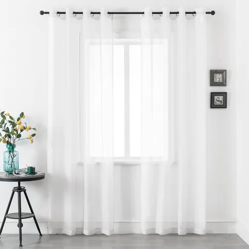 Miniatura 34 de DUALIFE Cortinas Amarillas de 72 Pulgadas de Largo para Dormitorio Juego de 2 Paneles con Ojales Ventana Semi Voile Filtrado de Luz Cortinas