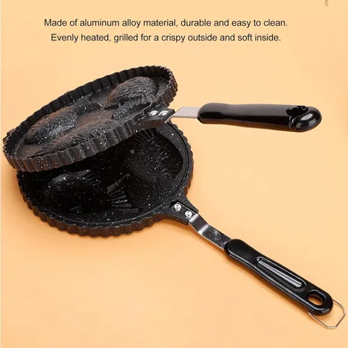 Miniatura 7 de Sartén para hacer gofres de pescado, para hacer gofres de aluminio, calefacción uniforme de doble cara, sartén Taiyaki para barras de aperitivos