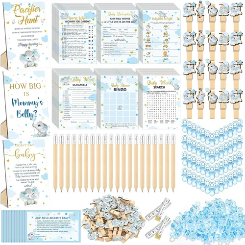 Miniatura 9 de Sherr 476 juegos florales de baby shower, 6 juegos de actividades, tarjeta floral, juego de caza de chupetes, 50 chupetes, qué tan grande es mamá