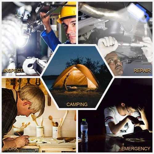 Miniatura 7 de WARSUN 2 luces LED de trabajo recargables magnéticas portátiles luz de trabajo 30 W 1200 lúmenes para camping reparación de automóviles, regalos