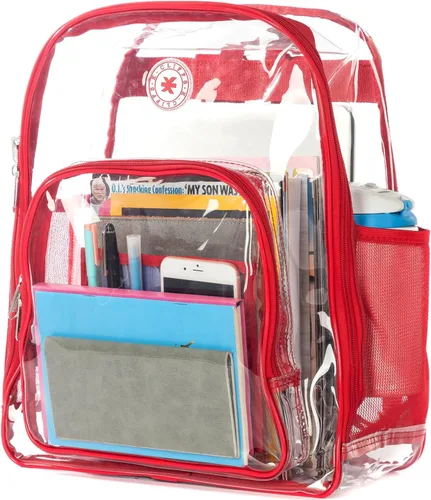 Miniatura 13 de K-Cliffs Large Transparent Backpack Clear Heavy Duty School Bag Durable Student Bookbag See Through Vinyl Daypack Workbag