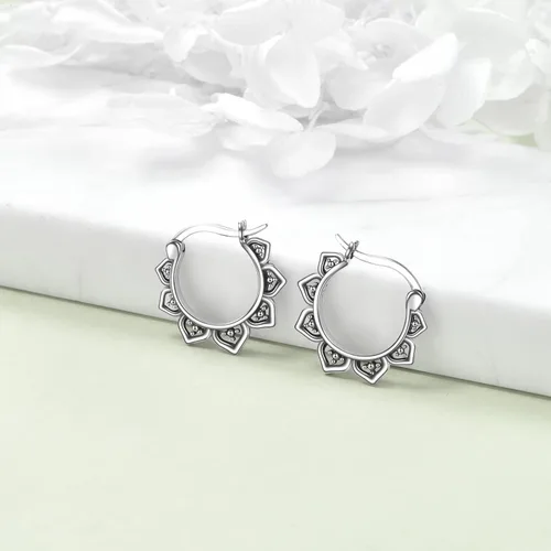 Miniatura 3 de Aretes de aro de plata de ley 925, estilo bohemio, joyería de regalo para mujeres y niñas