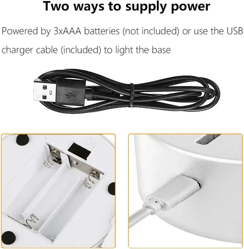 Miniatura 5 de Paquete de 4 bases de luz LED nocturna 3D, base LED de gran tamaño para acrílico, base de luz LED de 16 colores con control remoto y cable USB