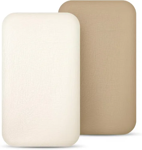 Miniatura 137 de lulumoon Sábanas de muselina para moisés para bebé: sábanas ajustables suaves para moisés de cabecera para niños y niñas Oliva y Crema