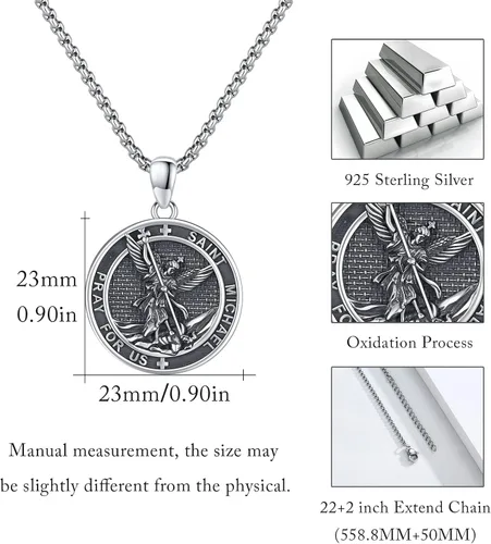 Miniatura 97 de Collar de plata de ley 925 con medalla de San Patrón, colgante de protección católica, amuleto, joyería religiosa para hombres y mujeres