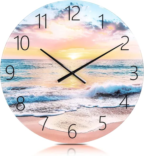 Miniatura 10 de Relojes de pared de vidrio de 14 pulgadas para decoración de sala de estar, relojes de pared decorativos que funcionan con pilas, relojes de cocina