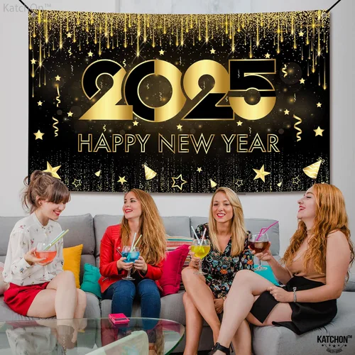 Miniatura 4 de KatchOn, Cartel de feliz año nuevo extra grande – 72 x 44 pulgadas Fondo de Año Nuevo 2025 para decoraciones de Año Nuevo 2025 Cartel de Año