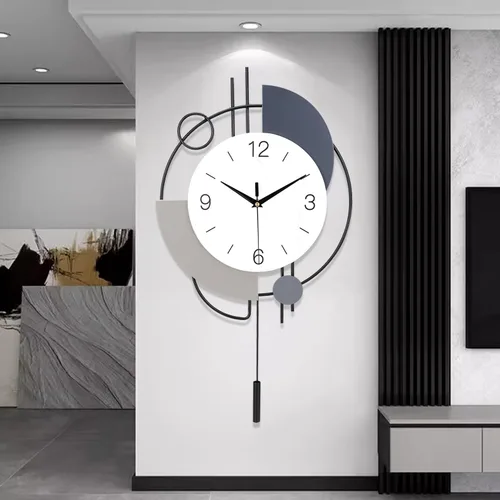Miniatura 11 de Dankeit Relojes de pared decorativos con péndulo, cuarzo de calidad silenciosa, funciona con pilas, reloj de pared grande para sala de estar, Negro