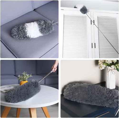 Miniatura 5 de BOOMJOY Plumero de plumas de microfibra con poste extensible de 100 pulgadas, paquete de 2 plumeros para limpieza de techo, ventilador, muebles