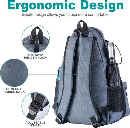 Miniatura 4 de Himal Outdoors Tennis Backpack Tennis Bag - Large Storage Holds 2-3 Rackets and Necessities,Suitble for Women,Men and Teenagers Gris azulado