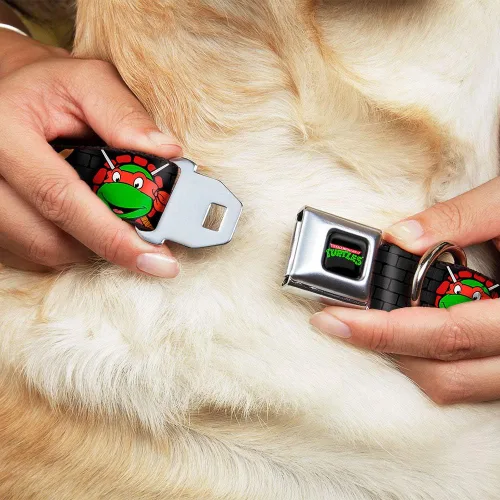 Miniatura 8 de Buckle-Down Collar de perro con hebilla de cinturón de seguridad, clásico TMNT Expessions/Battle Gear gris/multicolor - 1" de ancho - Se adapta a
