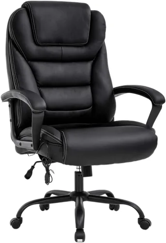 Silla de oficina grande y alta, asiento ancho de 500 libras, silla de escritorio ergonómica con brazos de apoyo lumbar, respaldo alto, silla de