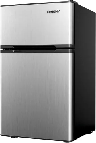 Miniatura 10 de EUHOMY - Refrigerador miniatura con congelador, 3.2 pies cúbicos, refrigerador miniatura con congelador, refrigerador de dormitorio con 2 puertas