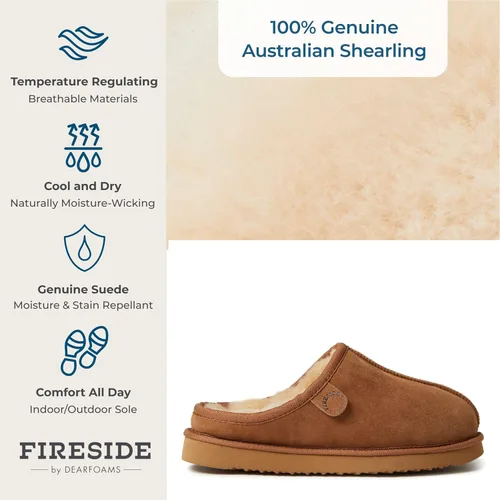 Miniatura 4 de Fireside by Dearfoams Pantuflas de grafton de piel de oveja para hombre