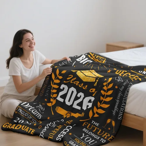 Miniatura 3 de Ryubein Manta de regalo de graduación de 50 x 60 pulgadas, regalos de clase de 2026 para ella él, regalo de graduación de escuela secundaria 2026