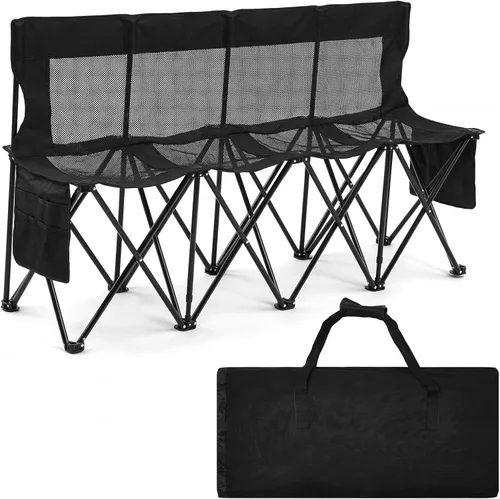 Miniatura 11 de Kigley Banco de fútbol plegable de 6 asientos, banco lateral portátil de equipo deportivo para campamento de fútbol, viajes, eventos, asientos al