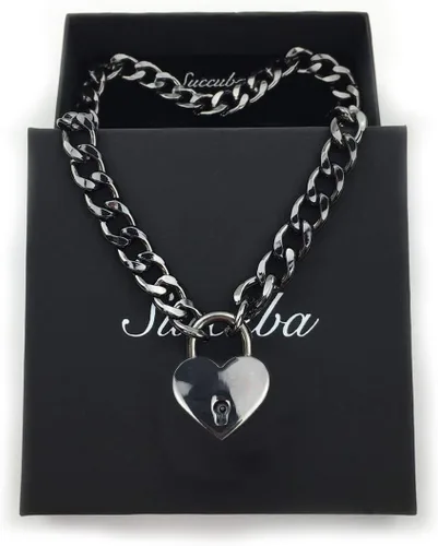 Miniatura 2 de Succuba - Collar de cadena con candado y dos llaves y caja para mujeres, hombres y mascotas