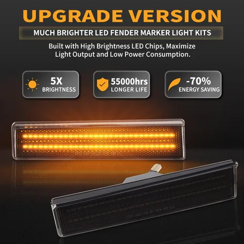 Miniatura 2 de Luces LED de posición laterales delanteras para Ford Bronco 1980-1986 y Ford F150 F250 F350 1980-1986 Pickup Truck SUV Lámparas de parachoques lente