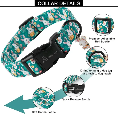 Miniatura 193 de Aring Pet Collar de algodón, lindo, con hebilla de liberación rápida, para bodas, para perros pequeños, medianos y grandes, rosa Terciopelo rosa