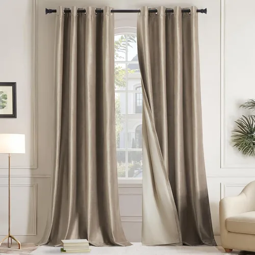 Miniatura 18 de GIGIZAZA Cortinas de terciopelo 100% opacas de 72 pulgadas, 2 paneles, cortinas negras para ventana, con aislamiento térmico, cortina de lujo