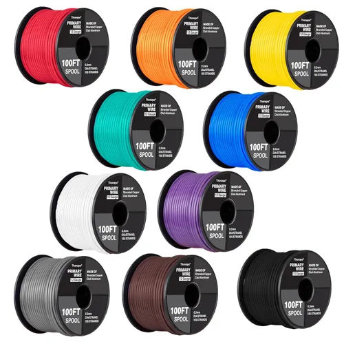 Miniatura 8 de Cable automotriz calibre 14 de 1000 pies, 10 carretes codificados por colores, aluminio recubierto de cobre, aislamiento flexible y grueso, alambre