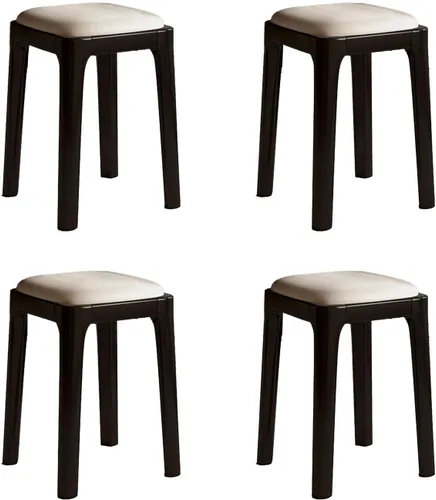 Miniatura 16 de Wooden Dining Chairs Backless,Kitchen Chairs Stool Stackable,Dining Room Chair with PU Leather Cushion,Square Living Room Chair for Kitchen, Dining
