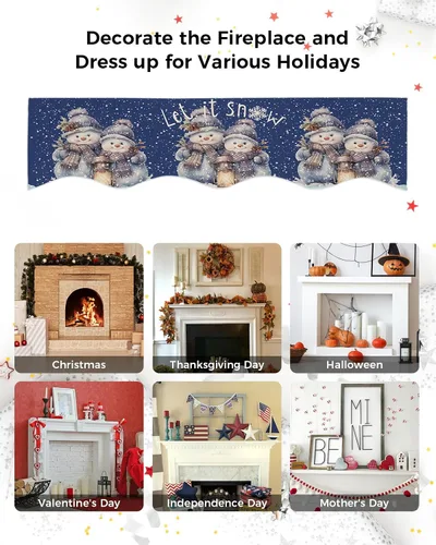 Miniatura 6 de Funda para bufanda de chimenea de muñeco de nieve de invierno, para Navidad, Halloween, Acción de Gracias, otoño, decoración de interiores, Navidad