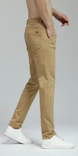 Miniatura 4 de Plaid&Plain - Pantalones de color caqui elásticos y ajustados para hombre