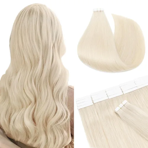 Miniatura 9 de Extensiones de cabello Sego, cabello humano estilo remy, con cinta adhesiva, lacio, cinta adhesiva de entramado tipo piel, sin costuras, invisible