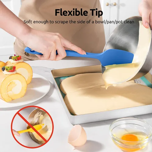 Miniatura 4 de U-Taste Juego de espátulas de cuchara de silicona, 600ºF de alta resistencia al calor, raspador de goma flexible de grado alimenticio, mezcla