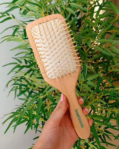 Miniatura 8 de Cepillo de pelo con cerdas de madera Longitud 10.25 pulgadas de ancho 3.5 pulgadas Cepillo de pelo grande con mango de madera natural ecológico