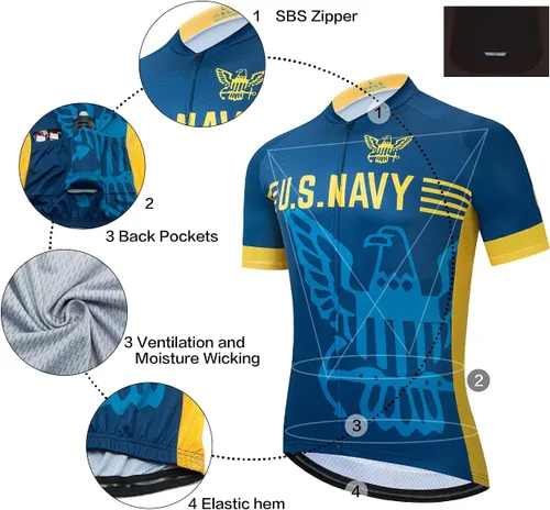 Miniatura 3 de U.S.Army Ciclismo Top Camuflaje Combate Bike Uniforme Verano Ciclismo Jersey Road Bicicletas Jerseys, Azul marino (Navy1)