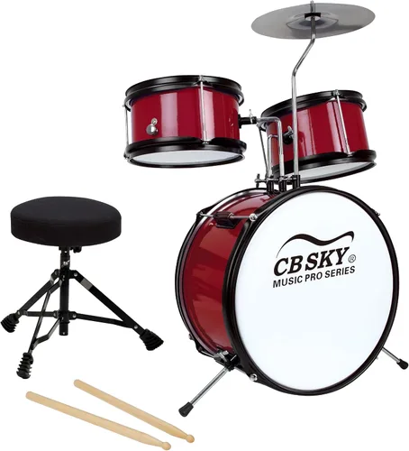 5 piezas Kids/Junior Drum Set 13" bombo/Principiante (Estándar) /Juguetes musicales para niños, instrumento musical (rojo)
