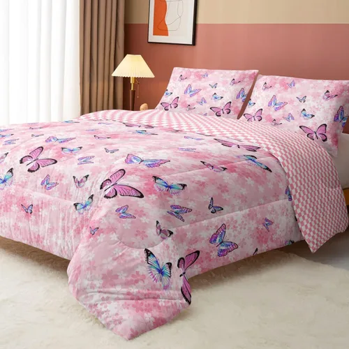 Miniatura 18 de Datura home - Juego de edredón de mariposa azul y negro para niñas y mujeres, juego de ropa de cama bohemio con estampado de mandala de mariposa