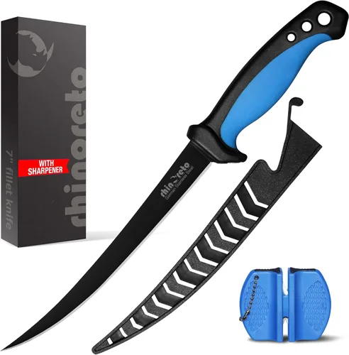 Miniatura 10 de Rhinoreto Cuchillo de filete para pescado, hoja de acero inoxidable alemán flexible y súper afilada de 5-9 pulgadas, cuchillos profesionales