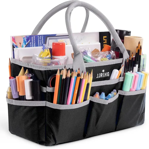 Miniatura 18 de JJRING Bolsa organizadora para manualidades y arte, tela de nailon azul 600D, con bolsillos, para manualidades, álbumes de recortes, médicos y Azul