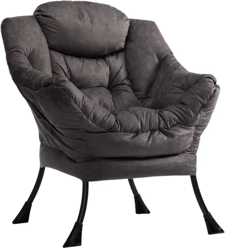Miniatura 39 de HollyHOME - Silla perezosa con reposabrazos y bolsillo lateral, cómoda silla de sala de acento, sofá de ocio para sala de estar, recámara