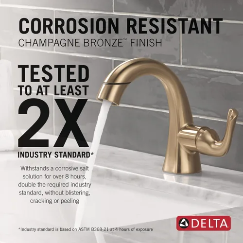 Miniatura 4 de Delta Arvo Grifo de Baño de Oro Cepillado de 1 Agujero con Rociador, Grifo de Lavabo de Baño de Un Solo Agujero con Rociador Extraíble para Tocador