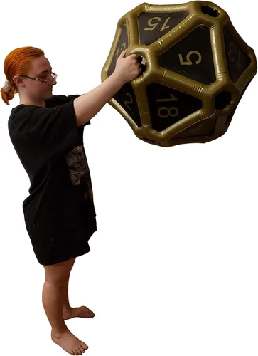 Miniatura 5 de Black Bazaar Dados grandes D20 inflables extra grandes gigantes para juegos DND RPG de mesa Juego de rol Calabozos y dragones Negro y dorado