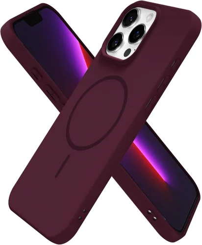 Miniatura 222 de oakxco Funda de silicona Mag Safe para iPhone 17 Pro Max, funda magnética delgada y fina compatible con carga inalámbrica MagSafe, bonita funda Negro
