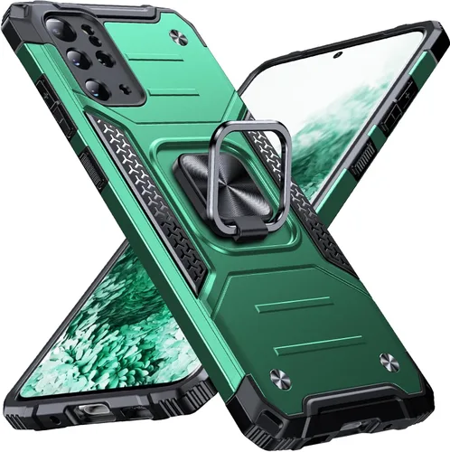 Miniatura 20 de Anqrp Funda para Galaxy S22 Ultra, Funda Protectora de Teléfono de Grado Militar con Soporte Plegable de Anillo de Metal Giratorio