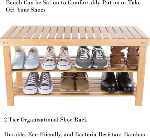 Miniatura 3 de Lavish Home Zapatero de bambú de 2 niveles