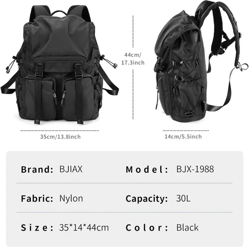 Miniatura 6 de Mochila vintage para computadora portátil para hombres y mujeres, mochila funcional y elegante de 30 litros con diseño de bolsillo lateral elástico