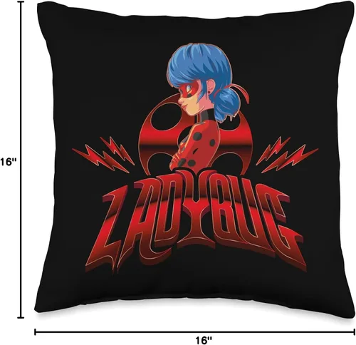 Miniatura 4 de Miraculous Ladybug Glam Rock LB - Almohada de 16 x 16 pulgadas, multicolor