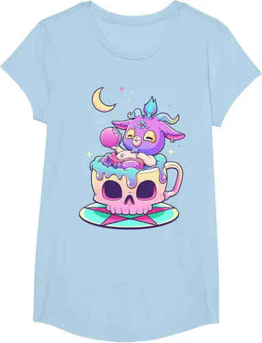 Miniatura 15 de Kawaii Pastel Goth Cute espeluznante Pentáculo Baphomet - Camiseta de cabra, Negro