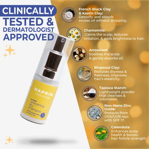 Miniatura 4 de Naprim Naturals Champú nutritivo seco en polvo para el cabello rubio, absorción de aceite sin talco para un volumen ligero, sin residuos, protección