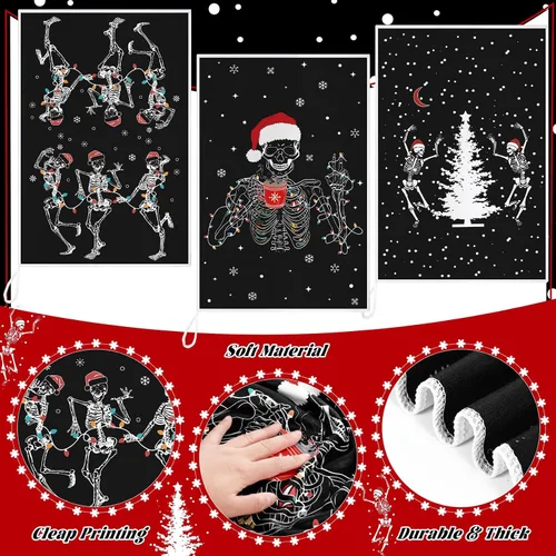Miniatura 3 de Newwiee 7 piezas de juego de baño de Navidad, cortina de ducha de Navidad, cortina de ducha decorativa antideslizante, alfombras y toallas