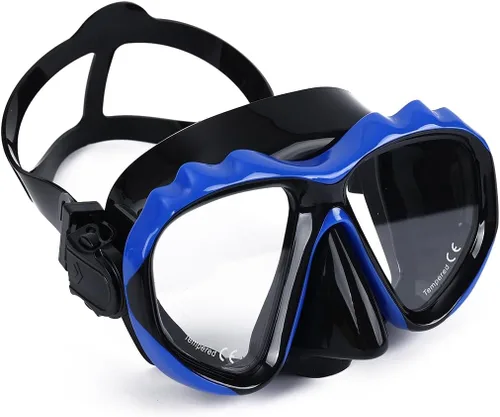 Miniatura 4 de +2.0 a +5.0 Hipermetropía Máscara de Buceo Hipermetropía con Lentes de Vidrio Templado, Equipo para Hombres Mujeres (Azul, +4.0 con Snorkel)