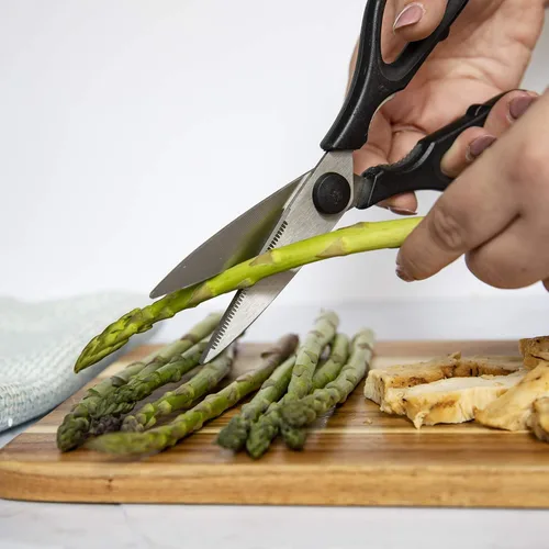 Miniatura 5 de Rae Dunn Tijeras de cocina - Tijeras de cocina de acero inoxidable, tijeras de cocina para cortar carne, pollo, hierbas y productos con cubierta
